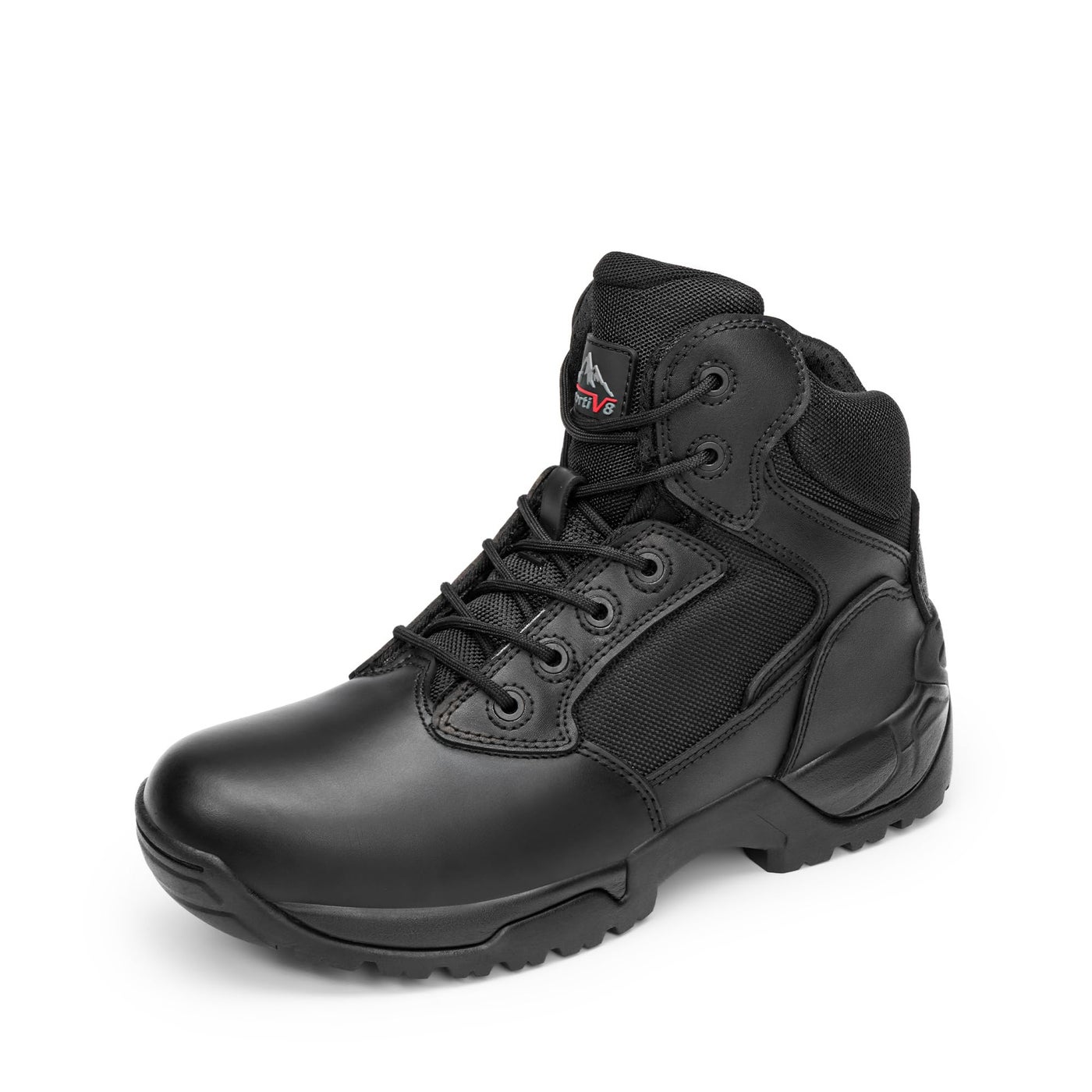 NORTIV 8 Mens Military Tactical Work Boots Side Zip Outdoor Hiking Leather Motorcycle Combat Boots,Size 7.5,Black,ALLOY